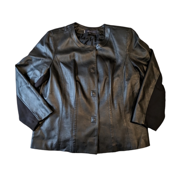 Anne Klein black leather light jacket 1X - Picture 1 of 7